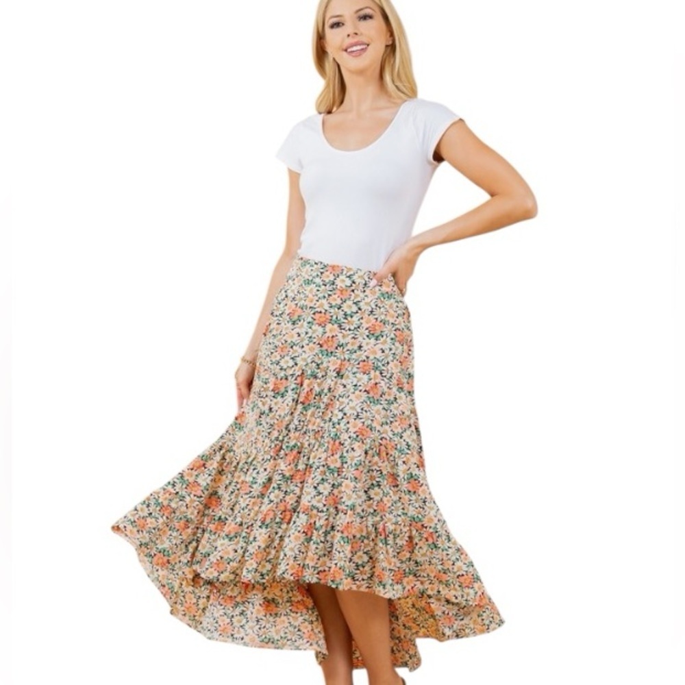 PETAL + PUP Dainty Floral High-Low Flowy Casual Skirt Women’s Size 4